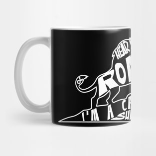 lung cancer Awareness white ribbon hear me roar I'm a cancer survivor Mug